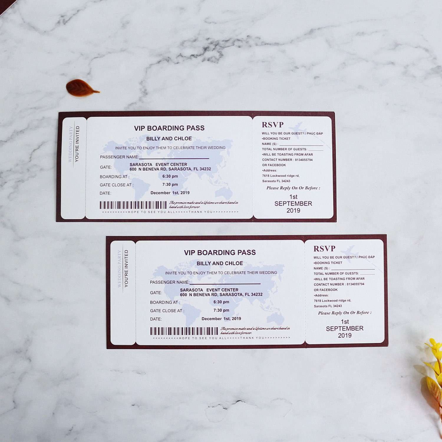 Wedding Invitation Card Passport Invitation Boarding Pass Invitation Customized 